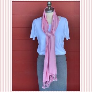 Fringed Pink Pashmina/Silk Blend Scarf NWOT